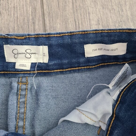 Jessica Simpson Rue girls Mid Rise Button-Front Denim Skirt – Size 14 - Picture 9 of 11